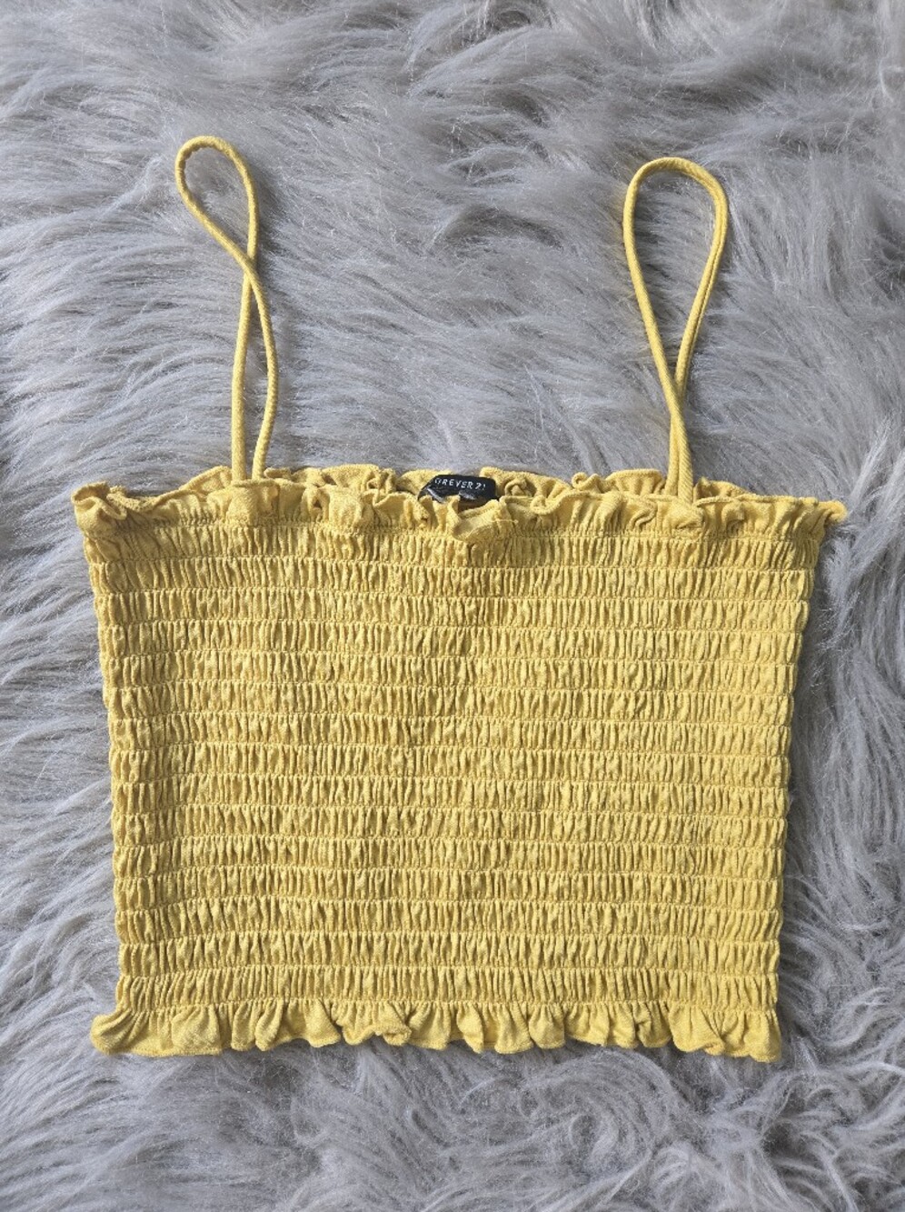 Forever 21 Fitted Stretch Crop Spaghetti Strap Tank Top
